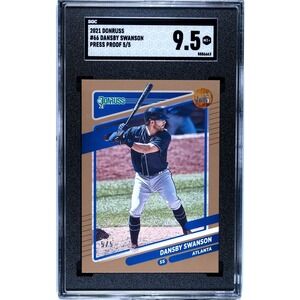 2021 Donruss Baseball PRESS PROOF 5/5 #66 - Dansby Swanson SGC 9.5 MT+